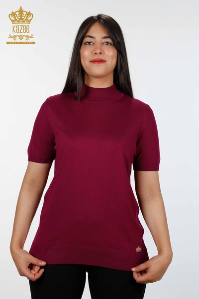 فروش عمده لباس بافتنی زنانه آستین کوتاه پایه ویسکوز - 16168 | KAZEE - Thumbnail