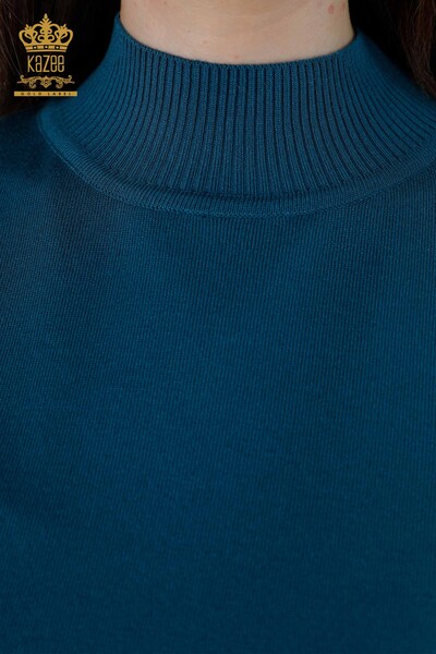 Wholesale Women's Knitwear Viscose Turtleneck Basic Short Sleeve - 16168 | KAZEE - Thumbnail