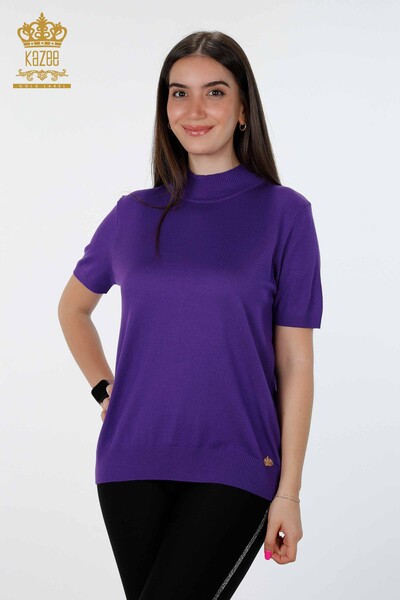 Wholesale Women's Knitwear Viscose Turtleneck Basic Short Sleeve - 16168 | KAZEE - Thumbnail