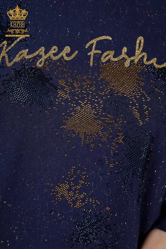 Wholesale Women's Knitwear With Text Detailed Pocket Stone Embroidered - 16251 | KAZEE