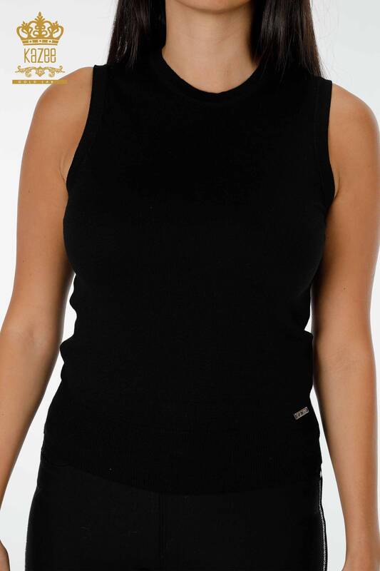 Wholesale Women's Knitwear Zero Sleeve Black - 16922 | KAZEE