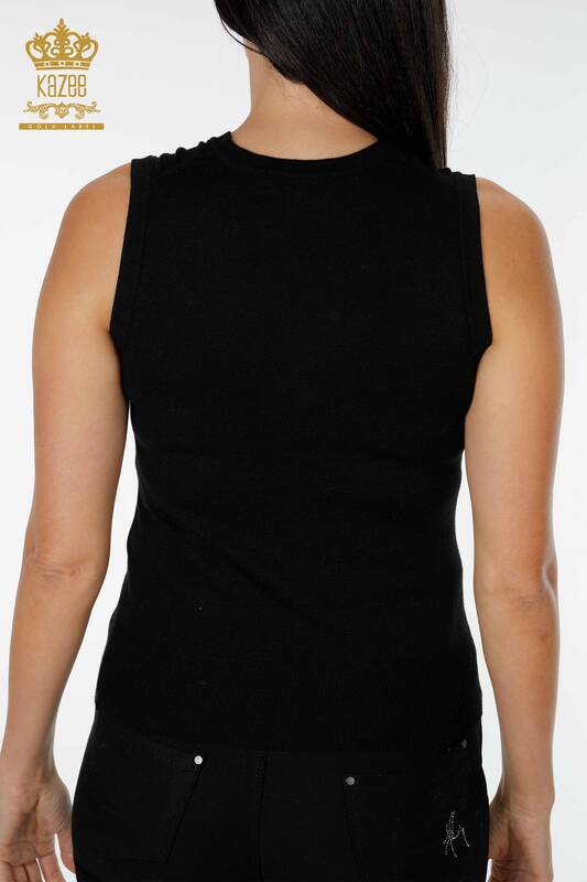 Wholesale Women's Knitwear Zero Sleeve Black - 16922 | KAZEE