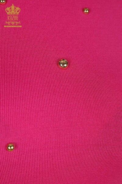 Wholesale Women's Knitwear Zero Sleeve Colored Stone Embroidered Crew Neck - 16955 | KAZEE - Thumbnail (2)