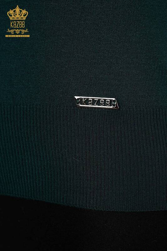 Wholesale Women's Knitwear Zero Sleeve Dark Green - 16922 | KAZEE