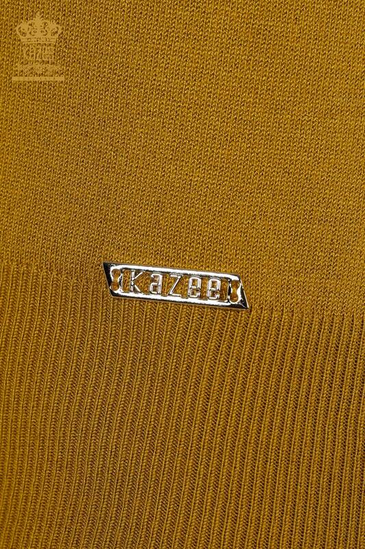 Wholesale Women's Knitwear Zero Sleeve Mustard - 16922 | KAZEE
