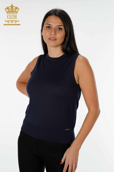 Wholesale Women's Knitwear Zero Sleeve Navy - 16922 | KAZEE - Thumbnail