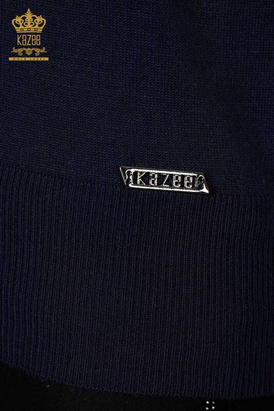 Wholesale Women's Knitwear Zero Sleeve Navy - 16922 | KAZEE