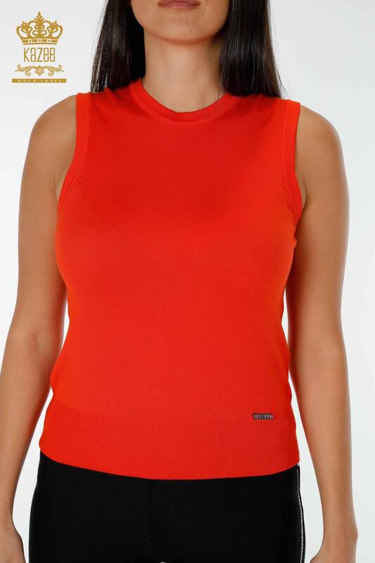Wholesale Women's Knitwear Zero Sleeve Orange - 16922 | KAZEE