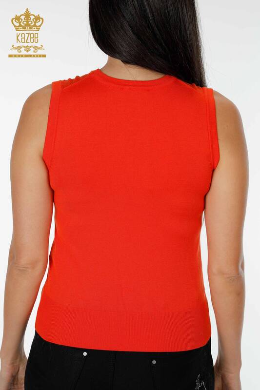 Wholesale Women's Knitwear Zero Sleeve Orange - 16922 | KAZEE