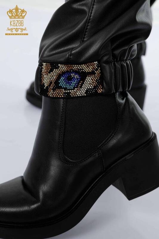 Wholesale Women's Leather Pants Kazee Detailed Black - 3669 | KAZEE