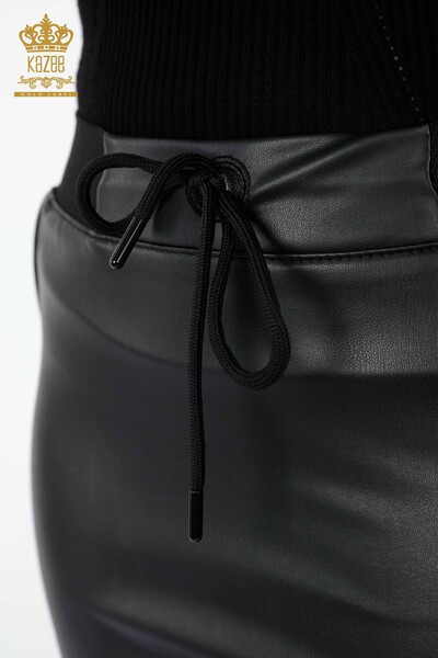 Wholesale Women's Leather Skirt With Pocket Detailed - 4142 | KAZEE - Thumbnail