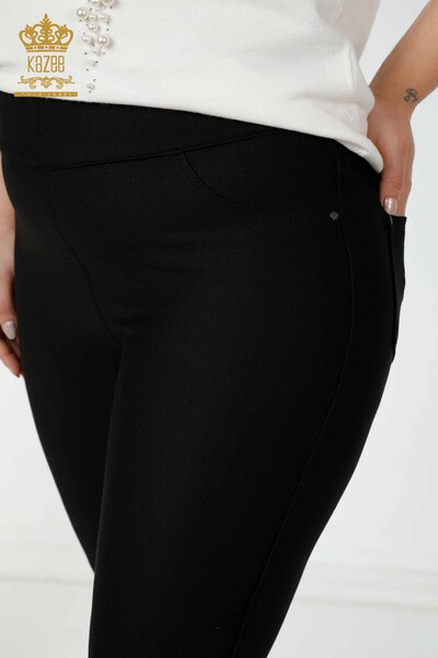 Wholesale Women's Leggings Pants Black - 3357 | KAZEE - Thumbnail (2)