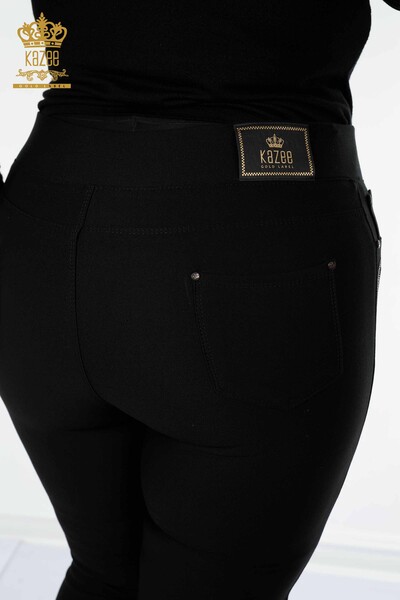 Wholesale Women's Leggings Trousers Crystal Stone Embroidered Black - 3647 | KAZEE - Thumbnail