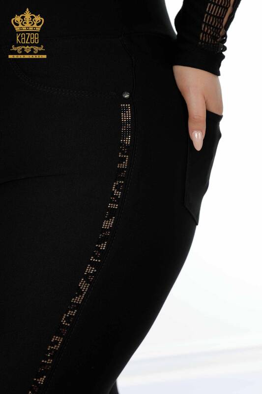 Wholesale Women's Leggings Trousers Tiger Pattern Black - 3646 | KAZEE