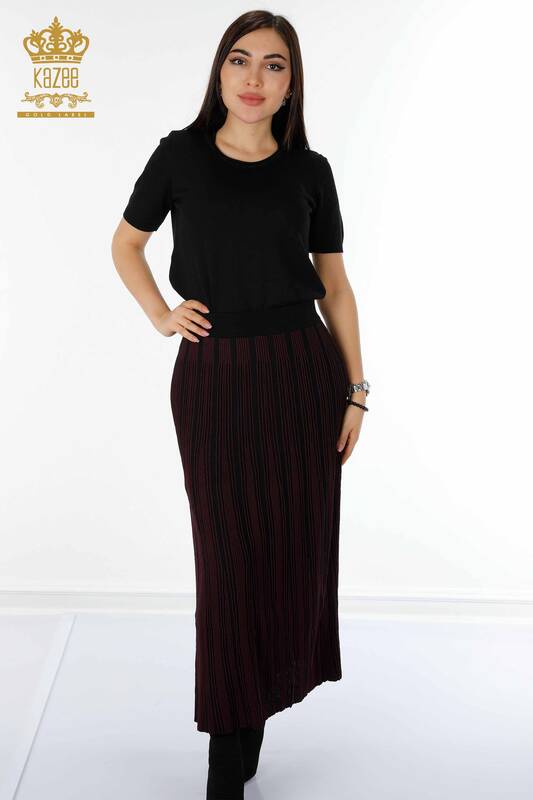 Wholesale Women's Long Skirt Plum - 4131 | KAZEE