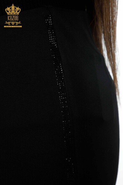 Wholesale Women's Long Skirt Zippered Side Stripe Stone Embroidered - 4150 | KAZEE - Thumbnail