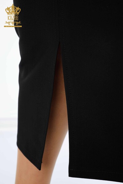 Wholesale Women's Long Skirt Slit Striped Stone Embroidered - 4207 | KAZEE - 3