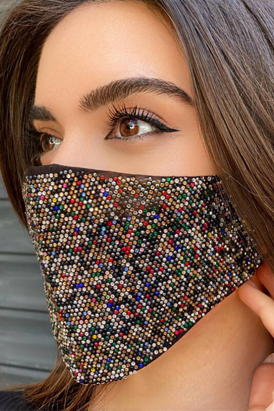 Wholesale Women's Mask Colored Stone Embroidered - 405 | KAZEE
