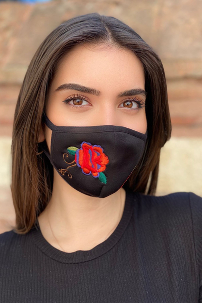 Wholesale Women's Mask Rose Pattern - 369 | KAZEE