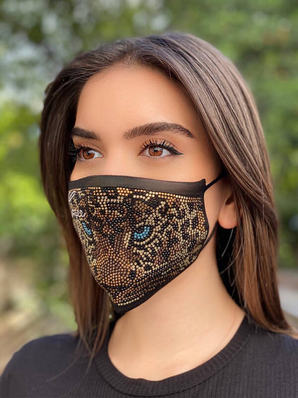 Wholesale Women's Mask Tiger Detailed Stone Embroidered - 393 | KAZEE