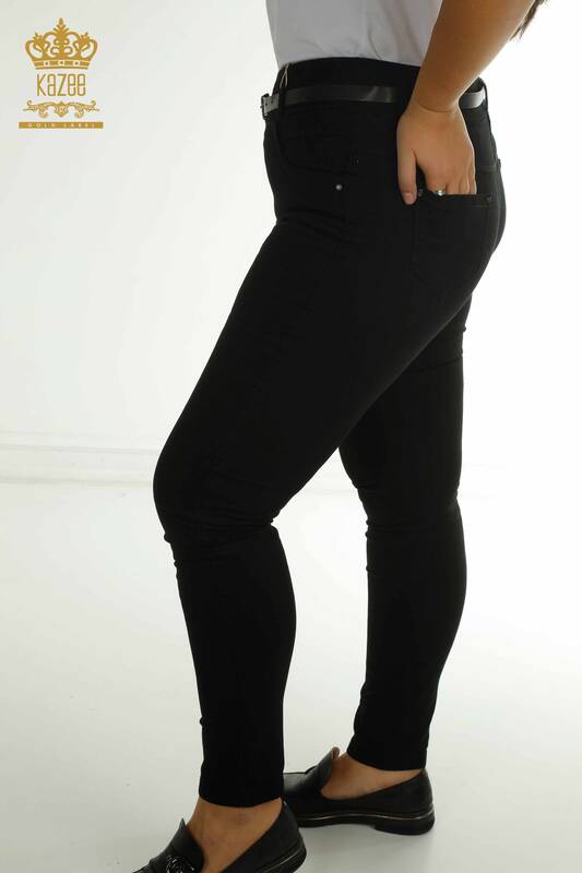 Wholesale Women's Trousers - Belt Detailed - Black - 2412-3369-2 | M&N