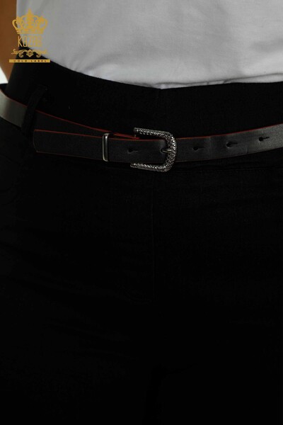 Wholesale Women's Trousers - Belt Detailed - Black - 2412-3369-2 | M&N - Thumbnail