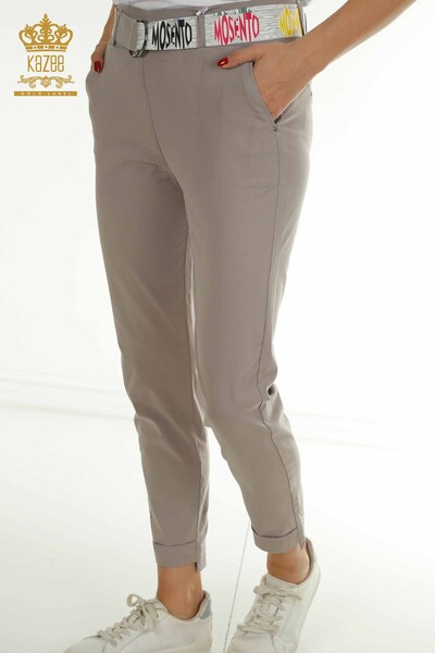Wholesale Women's Pants with Belt Detail Gray - 2406-4305 | M. - Thumbnail