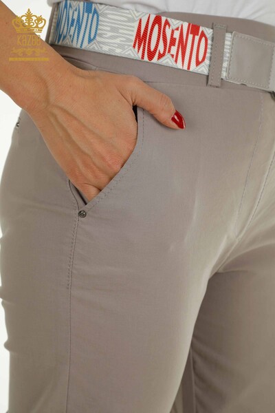 Wholesale Women's Pants with Belt Detail Gray - 2406-4305 | M. - Thumbnail