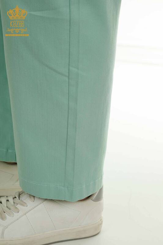 Wholesale Women's Trousers with Belt Detail Mint - 2406-4521 | M