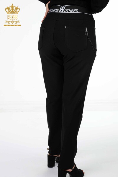 Wholesale Women's Trousers With Chain Detail Rope Tied Belt - 3624 | KAZEE - Thumbnail