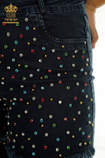 Wholesale Women's Trousers - Crystal Stone Embroidered - Anthracite - 2412-0549 | M&N - Thumbnail