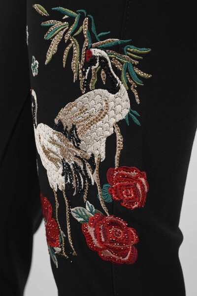 Wholesale Women's Trousers Flamingo and Rose Pattern - 3421 | KAZEE - Thumbnail