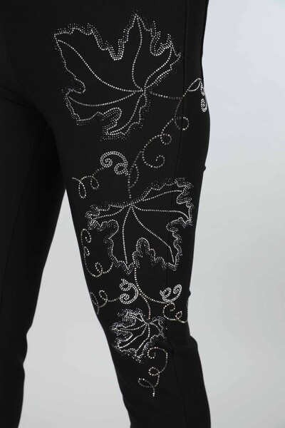 Wholesale Women's Trousers Leaf Patterned Pocket - 3456 | KAZEE - Thumbnail