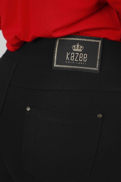 Wholesale Women's Trousers Leaf Patterned Pocket - 3456 | KAZEE - Thumbnail