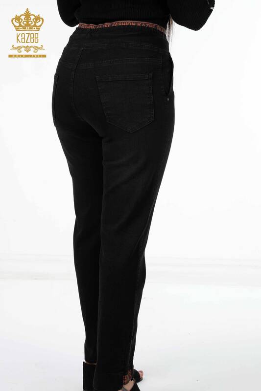 Wholesale Women's Trousers Leg Letter Detailed Waist Elastic Cord - 3371 | KAZEE