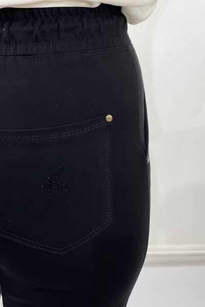 Wholesale Women's Trousers Piggy Leg Leather Pocket - 3467 | KAZEE - Thumbnail