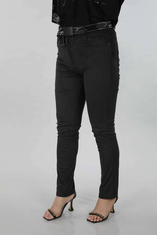 Wholesale Women's Trousers with Pocket Belt Detailed - 3373 | KAZEE