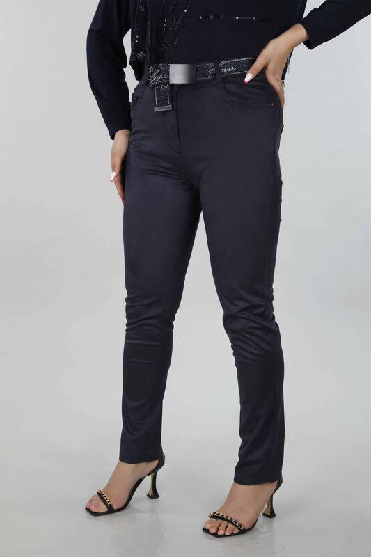 Wholesale Women's Trousers with Pocket Belt Detailed - 3373 | KAZEE