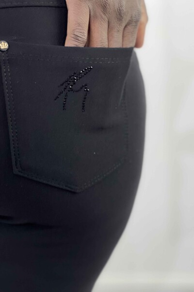 Wholesale Women's Trousers With Pocket Stone Embroidery - 3333 | KAZEE - Thumbnail