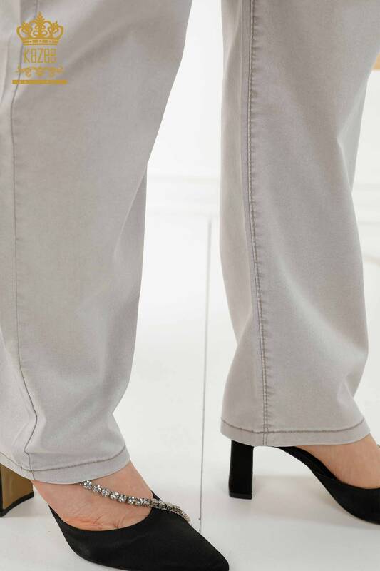 Wholesale Women's Trousers Pocket Detailed Beige - 3673 | KAZEE
