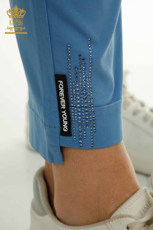 Wholesale Women's Pants with Pocket Detail Blue - 2406-4305 | M
