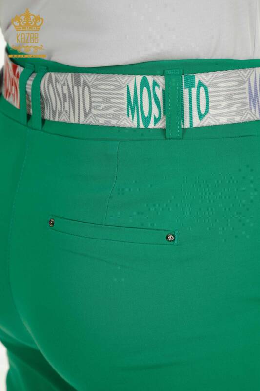 Wholesale Women's Trousers Green with Pocket Detail - 2406-4305 | M