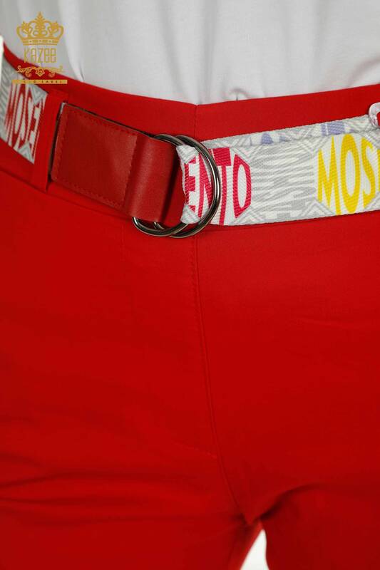 Wholesale Women's Pants with Pocket Detail Red - 2406-4305 | M