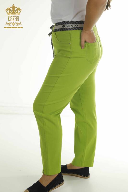 Wholesale Women's Trousers Green with Rope Tie - 2406-4518 | M