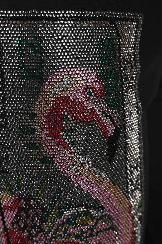 Wholesale Women's Trousers Stone Embroidered Flamingo Detail - 3412 | KAZEE