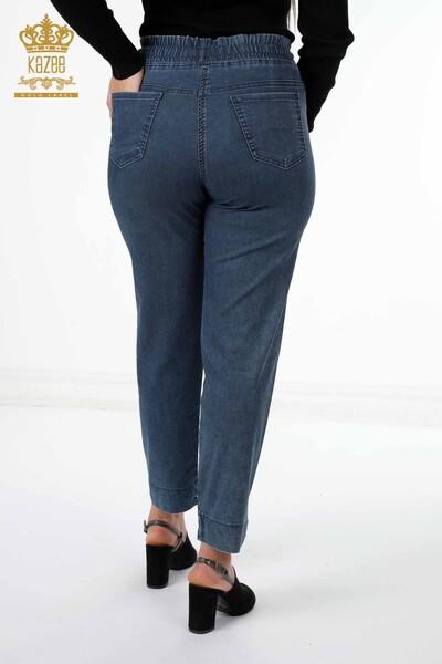 Wholesale Women's Trousers With Text Detailed Waist Elastic Tie - 3499 | KAZEE - Thumbnail