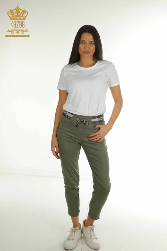 Wholesale Women's Tied Trousers Khaki - 2406-4517 | M