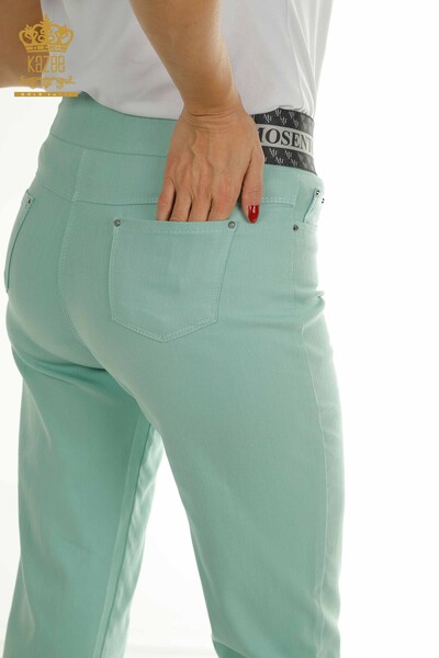 Wholesale Women's Tie-Up Trousers Mint - 2406-4517 | M - Thumbnail