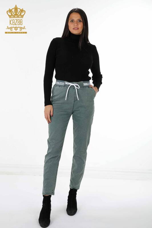 Wholesale Women's Trousers With Thread Tie Kazee Detailed Pocket - 3532 | KAZEE