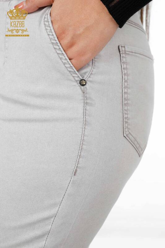 Wholesale Women's Trousers With Thread Tie Kazee Detailed Pocket - 3532 | KAZEE